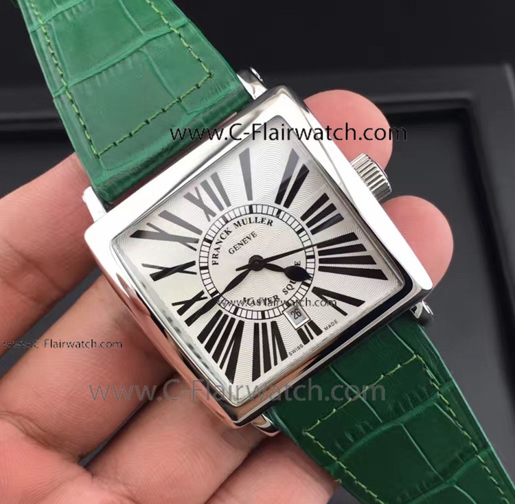 Fake Franck Muller Master Square Green Leather Strap Watch